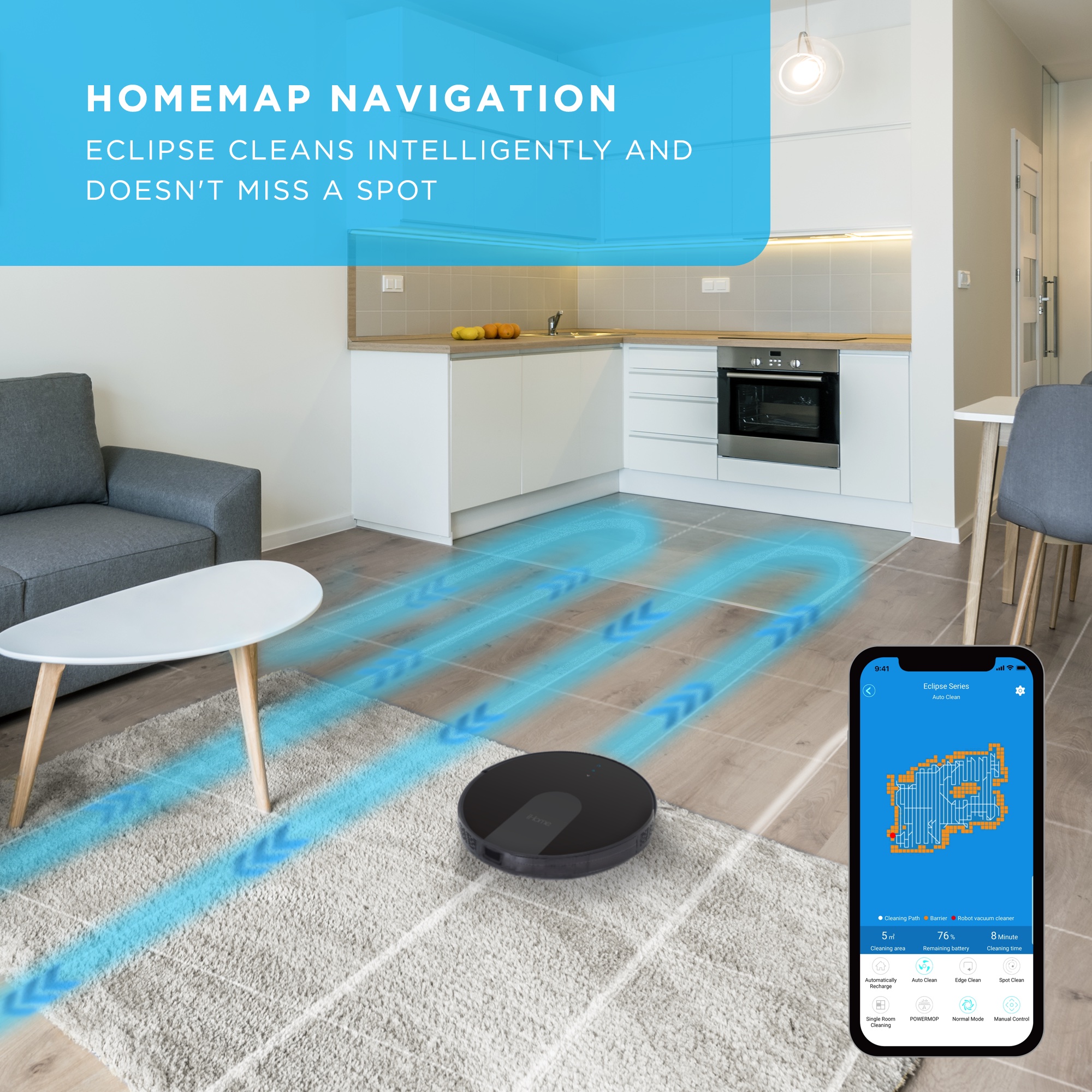 iHome AutoVac Eclipse G 2-in-1 Robot Vacuum and Mop with Homemap Navigation, Ultra Strong Suction Power, Wi-Fi/App Connectivity - image 2 of 11
