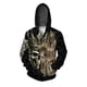 thumbnail image 2 of Sudadera con capucha de otoño para hombre, sudadera holgada e informal con estampado de calavera y armadura dorada, sudadera con capucha y cremallera, 2 of 5