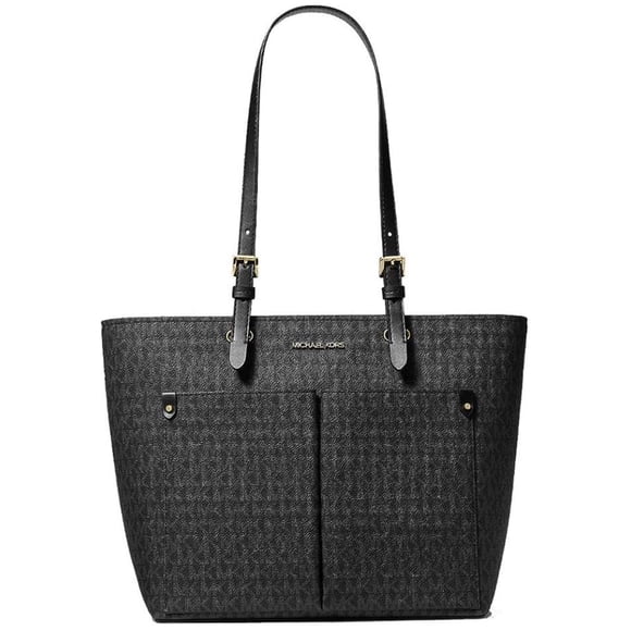 Michael Kors Bolso Tote Mediano Jet Set Travel para Mujer, con Dos Bolsillos, de Piel Vegana (Negro) 35F3GTVT3B-001