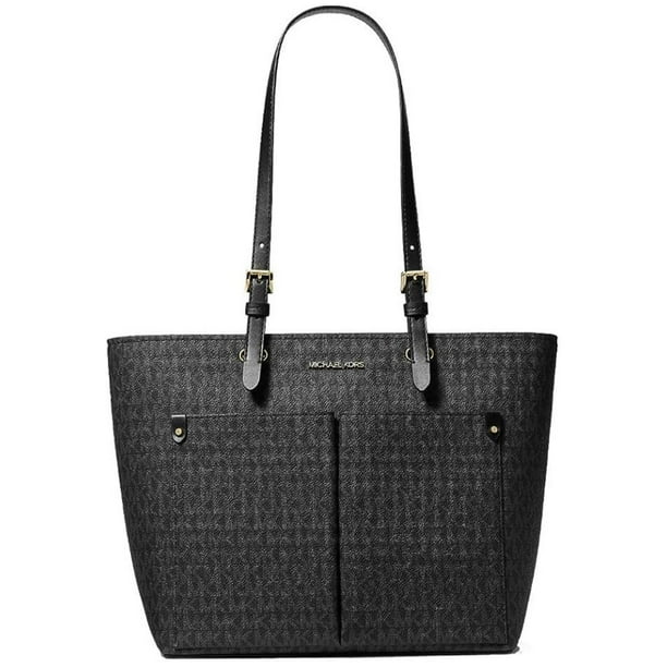 Michael Kors Bolso Tote Mediano Jet Set Travel para Mujer, con Dos Bolsillos, de Piel Vegana (Negro) 35F3GTVT3B-001