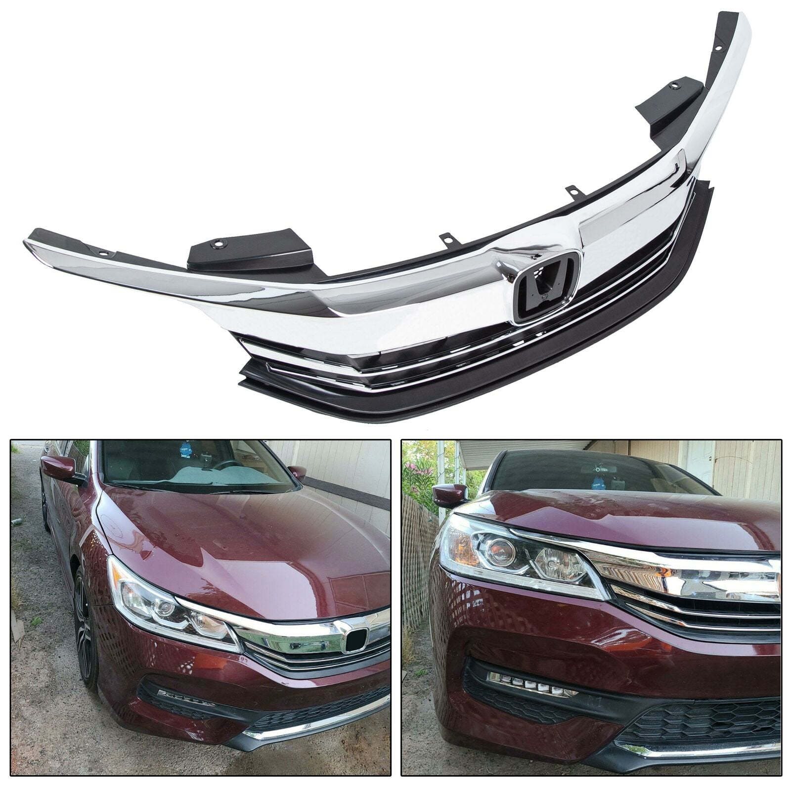 Value Front Driver Side Bumper Grille Insert For Honda Accord OE Quality Replacement 