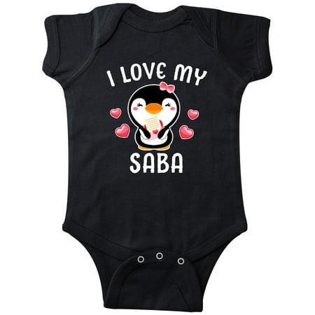 

Inktastic I Love My Saba with Cute Penguin and Hearts Gift Baby Girl Bodysuit