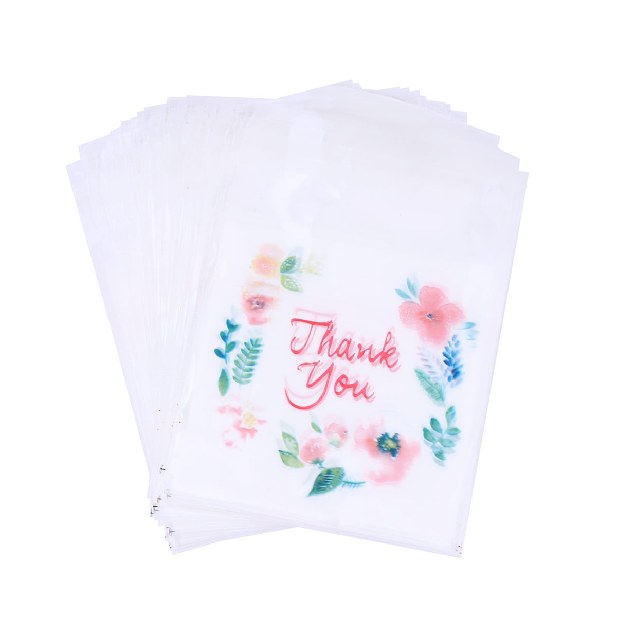 Homemaxs 100 Pcs Self Adhesive Bags THANK YOU Rose Flower Decorated