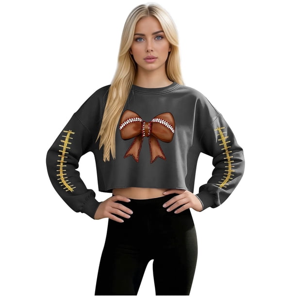 TaTaai Ladies Casual Loose Long Sleeve T Shirt Baseball Print Crew Neck Pullover Sports Sweatshirt Fashion Top Gift