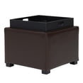 thumbnail image 3 of Cameron Square Bicast Leather Storage Ottoman with tray, Brown, 3 of 8