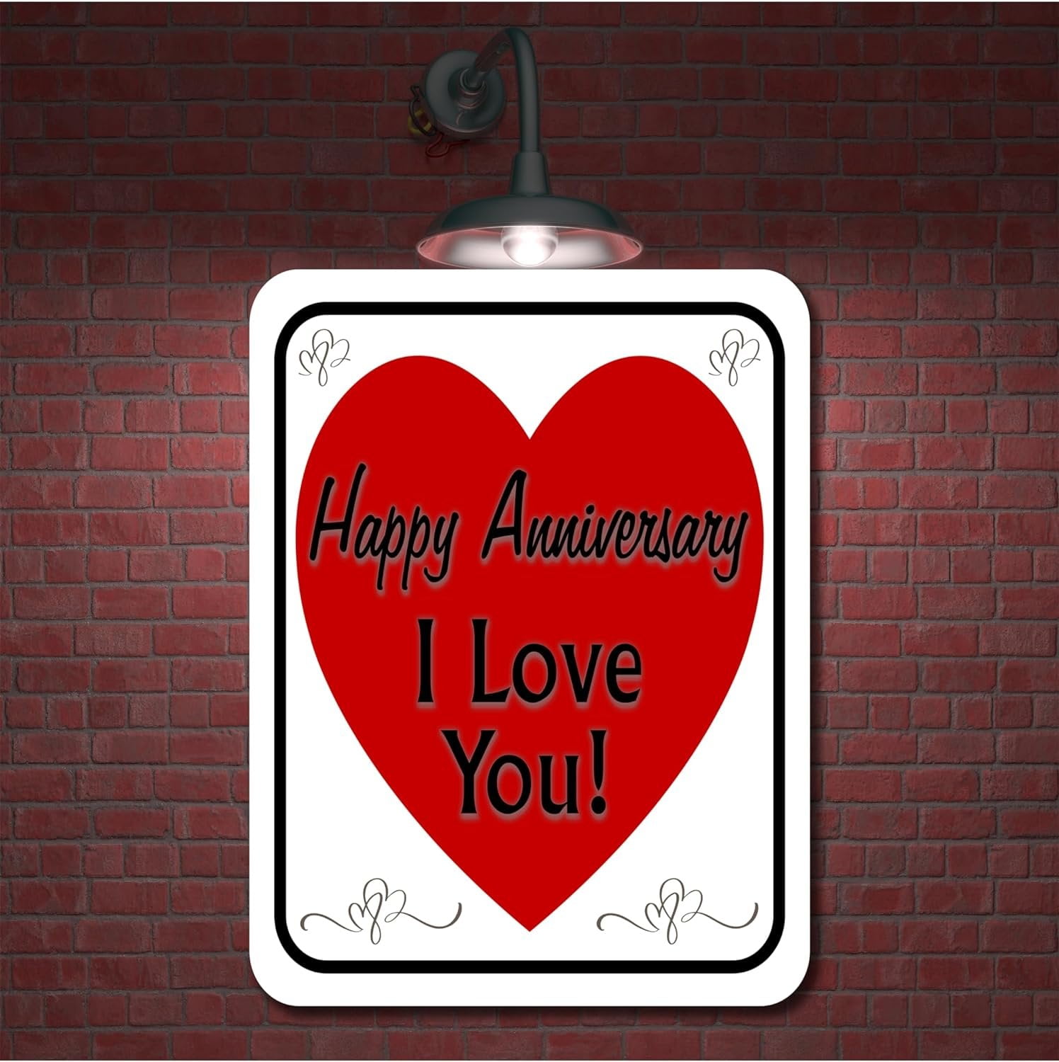 Happy Anniversary I Love You red heart Aluminum Composite Sign 15