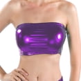 thumbnail image 4 of DuoJiaJ Women's Wrap Around Leather Solid Color Tube Top Shirt Performance Tops Wireless Bras Purple, 4 of 5