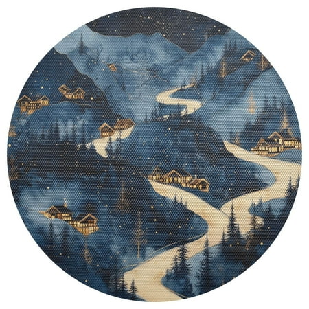 

Snowy Mountain Village 6-Piece 15.4in Durable PVC Plate Mats Heat-Resistant for Parties and Dining