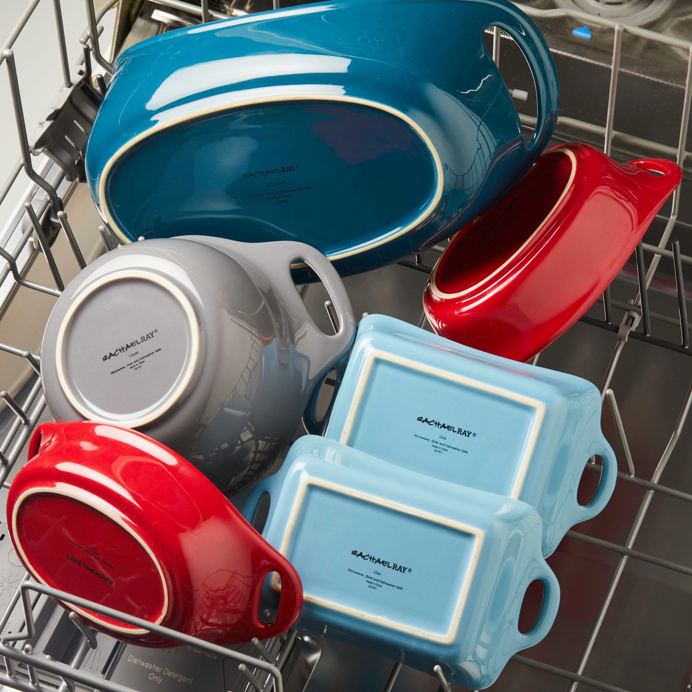Rachael Ray 2-Piece Stoneware Bubble & Brown Baker Set, Red