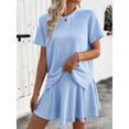 thumbnail image 6 of Women 2 Piece Skirt Set Summer Cruise Outfits Ribbed Loose Short Sleeve Matching Lounge Sets L, 6 of 8