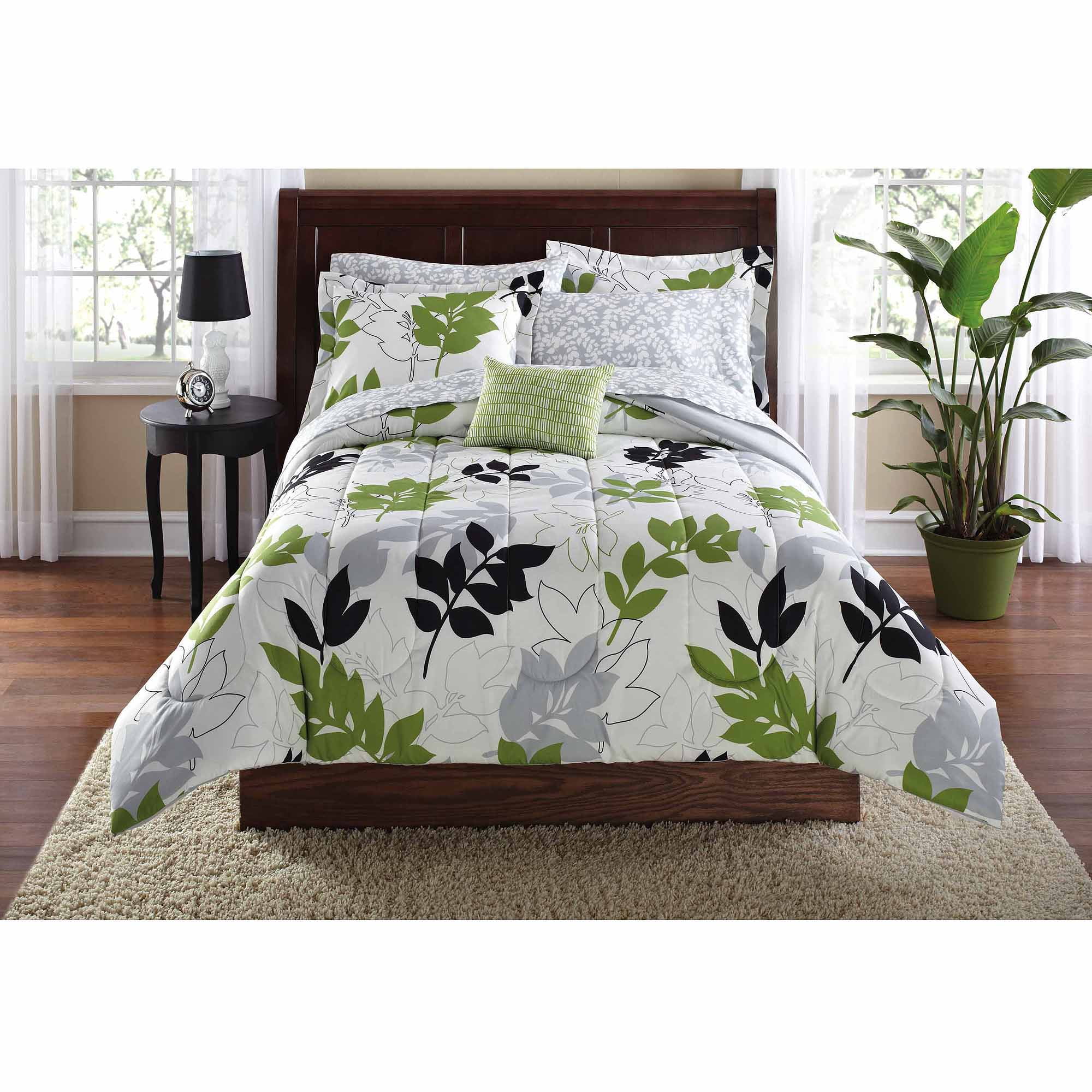 Mainstays Botanical Leaf Bed in a Bag Coordinated Bedding – Walmart ...