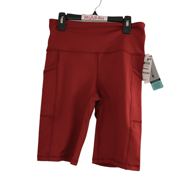 Ideology Women's High Rise, Side Pockets Ins. 10 Biker Shorts, Red Pear, S