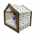 thumbnail image 1 of Nordic Pet House, Christmas Pine Trees Snowflakes Noel Winter North Holiday Celebration Graphic Art, Outdoor & Indoor Portable Dog Kennel with Pillow and Cover, 5 Sizes, Black White, by Ambesonne, 1 of 5