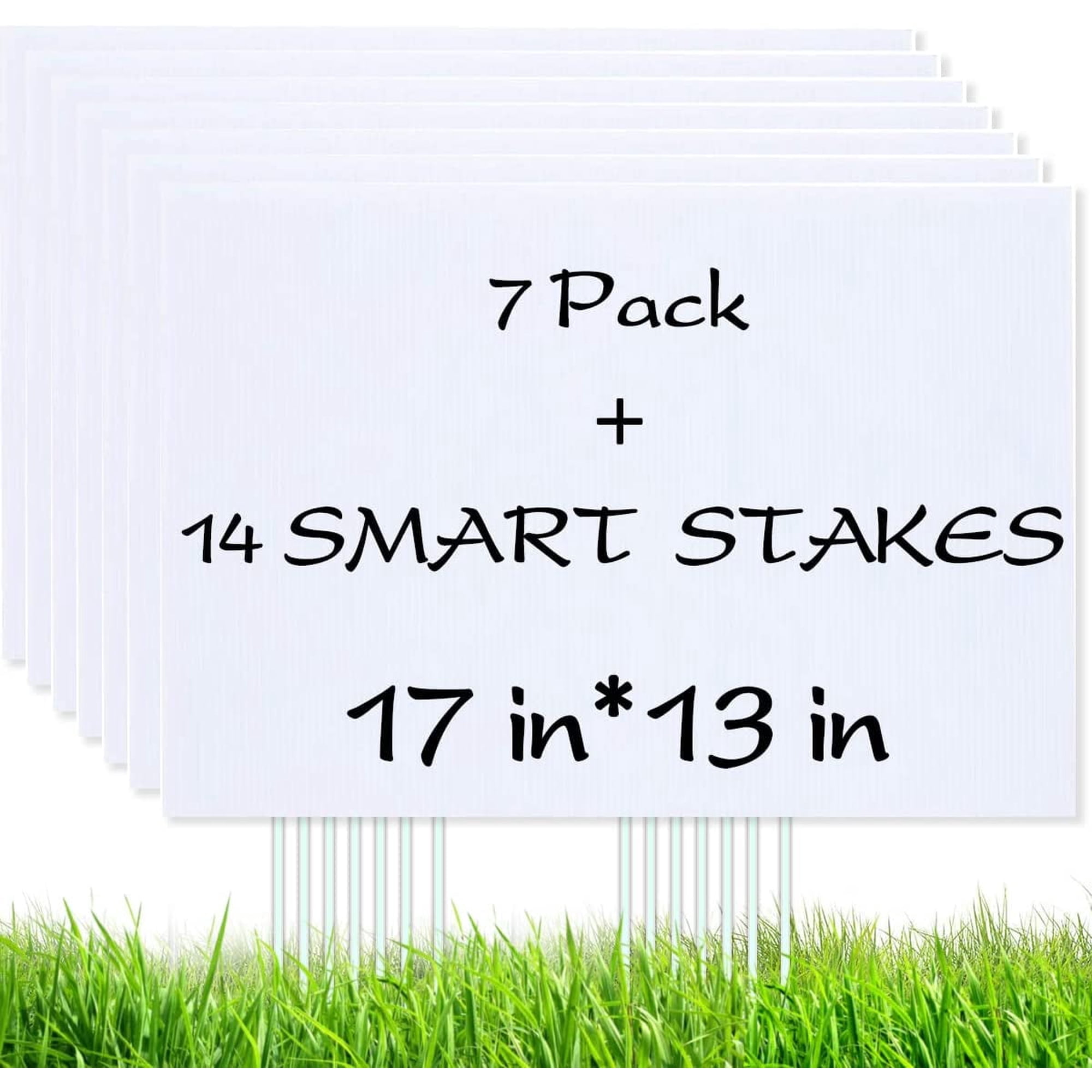 DUNCHATY 7 Pack Blank Yard Signs with Stakes 13x17 Inch Customizable Corrugated Plastic Signs for Garage Sales Real Estate Parties Weatherproof Reusable