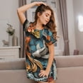 thumbnail image 3 of Rateoe Colorful Koi Fish Art Print Women’s Nightdress – Cozy Cotton Short-sleeved Sleep Shirt, Loose-Fit Sleepwear, Perfect for Relaxing and Sleeping, 3 of 6