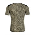 thumbnail image 3 of Inspire Chic Conjunto Camiseta de Hombre con Estampado de Leopardo, Cuello en V, Manga Corta, Talla M, Beige, 3 of 6