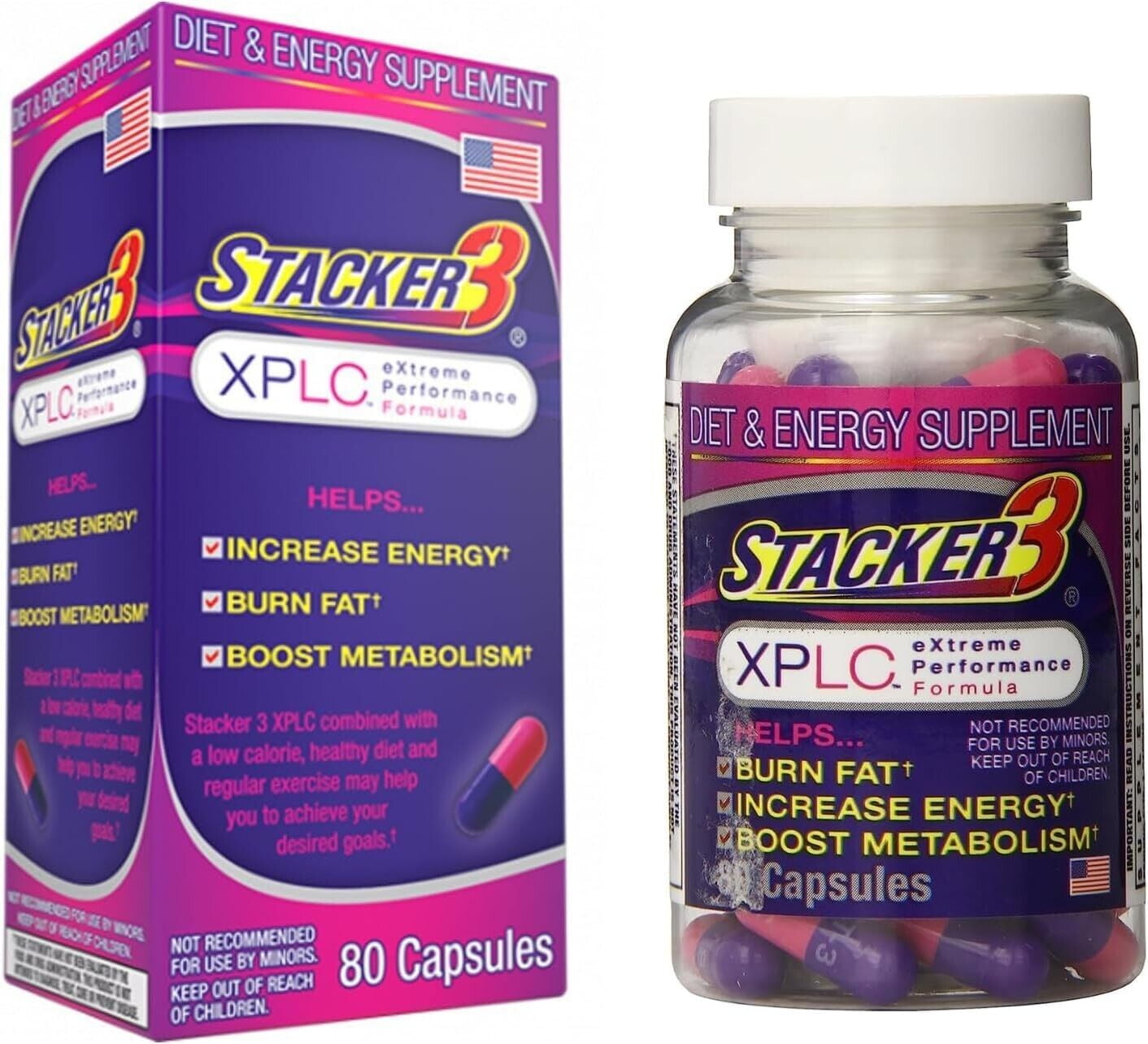 Stacker 3 XPLC Body Fat Burner and Metabolism Boosting 80 capsules Pack of 2