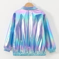 thumbnail image 4 of Krdevn Unisex Kids Metallic Shiny Zip Jacket, Lapel Collar Long Sleeve Fashion Casual Coat Trendy Boys Girls Coat for Spring Fall,Sky Blue, 4 of 9
