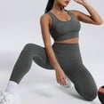 thumbnail image 2 of Hpapadks Women Workout Sets 2 Piece Seamless Solid Sleeveless Stretch Crop Tops High Waist Leggings Workout Yoga Set Yoga Outfits for Women Grey L, 2 of 6