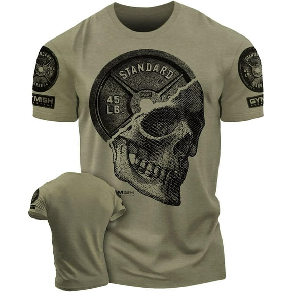 Gymish SkullPlate Workout T-Shirt for Men, Skull Weight Plate Gym Shirt, Funny Gym Tee, Men's Workout Shirt, Lifting T-Shirt, Powerlifting & Bodybuilding Tee