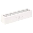 thumbnail image 1 of Caja de madera para guardar té, estilo retro, 6 compartimentos para bolsitas de té, paquetes de azúcar, contenedor de almacenamiento para el hogar con decoración de iluminación transparente, 1 of 5