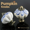 thumbnail image 5 of Ivory Pumpkin Knobs 12 Pack Ceramic Cabinet Knobs Vintage Drawer Pulls - Antique Dresser Pulls with Screws - Blue Petal, 5 of 13