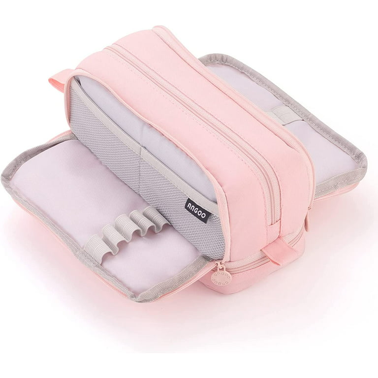  CICIMELON Large Capacity Pen Case Black, 3 Compartments Pink  Pencil Case Pouch Bag : Office Products