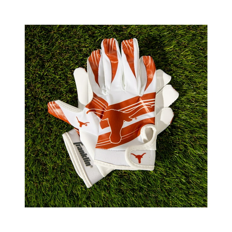 Franklin Sports Texas Longhorns Kids Football Receiver Gloves Youth Official NCAA College Team Football Gloves Silicone Palm Receiver Gloves for Kids Ages 7 10 Youth Small Extra Small Walmart