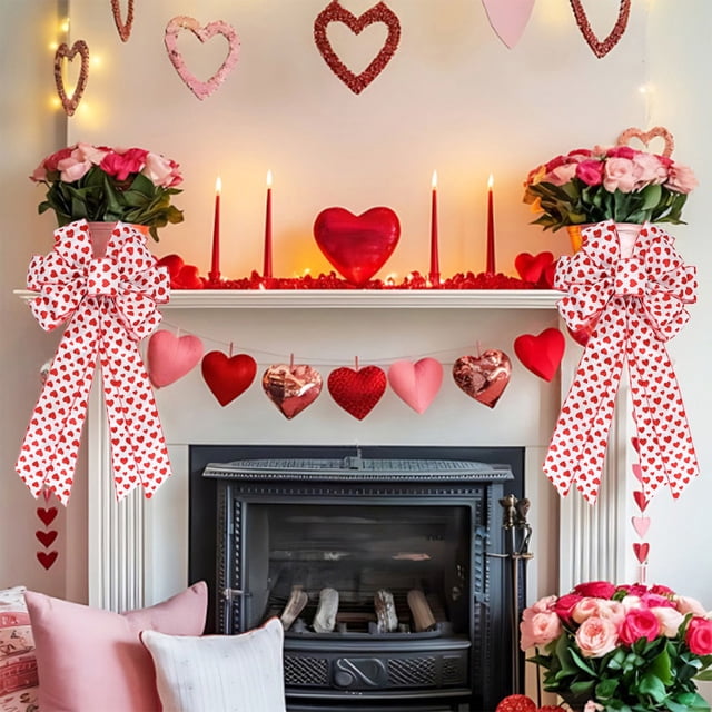 Decoraciones para el día de San Valentín, adornos para el día de San Valentín, regalos para el día de San Valentín, decoración de lazo en forma de corazón para el día de San Valentín, tela de regalo c