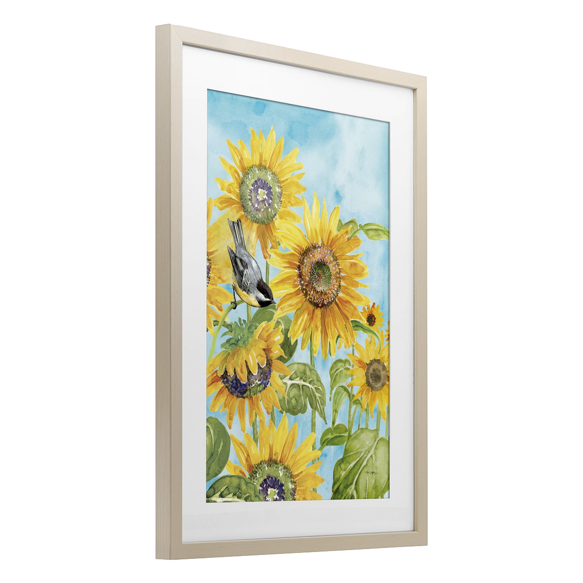 Stupell Industries Sunflower Honey Bird Birch Framed Print Under Glass, design by Tim Coffey