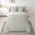 thumbnail image 2 of Homewish Geometric Plaid 7 Pieces Bedding Comforter Set,Modern Minimalist Checkerboard Full Bedding Set,Brown Gray White Fitted Sheet Flat Sheet For Teens,Ultra Soft Home Decor Reversible, 2 of 8