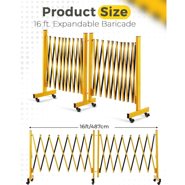 EDTara Barrière Rétractable, Clôture de Sécurité Mobile Réglable à 270 Degrés sur 6 Roues pour la Circulation, les Événements et l'Accès au Garage