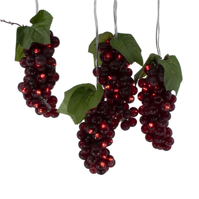 100-Light Burgundy LED Grape Light Set with 5 Grape Bunches