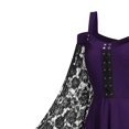 thumbnail image 4 of LEAVINGSUO Womens Dresses Women Line Neck Strap Lace Flare Sleeves Webbing Eyelet Knit Midi Dress Purple S, 4 of 5