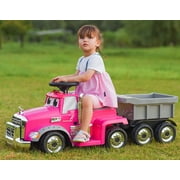 6V Deluxe Ride On Mack Truck with Trailer in Pink, Battery Powered