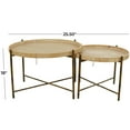 thumbnail image 3 of DecMode 20", 18"H Brown Rattan Nesting Coffee Table with Metal Bamboo Inspired Legs, 2-Pieces, 3 of 11