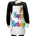 thumbnail image 1 of Birthday Kids Apron, Vibrant Abstract Floral Ornaments on Birthday Message Art Print, Boys Girls Apron Bib with Adjustable Ties for Cooking Baking Painting, Multicolor, by Ambesonne, 1 of 2