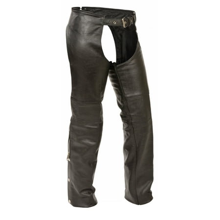 Shaf - Kids Classic Leather Motorcycle Chaps - Black - Size Large