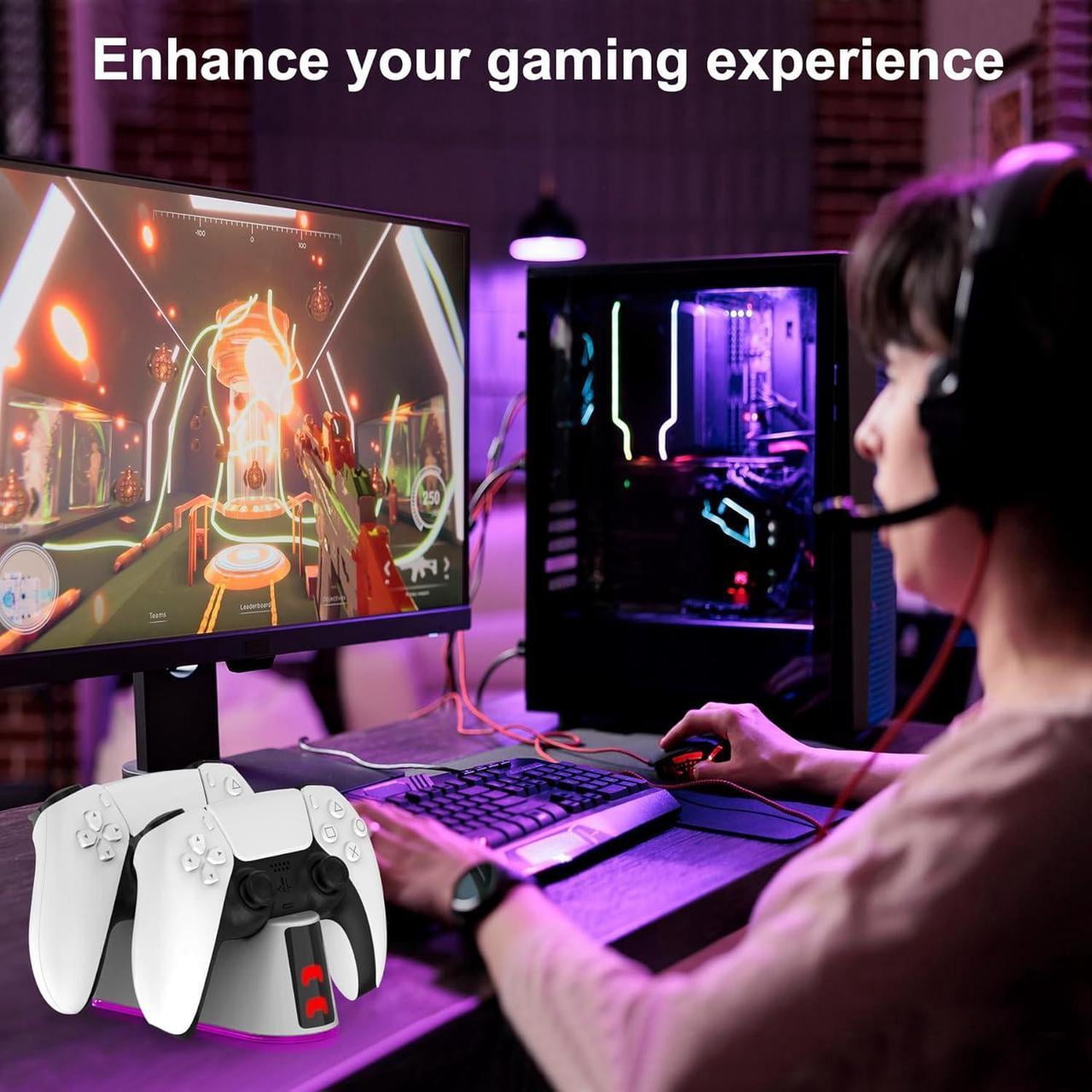 PS5 Slim Controller Charger Station,Fast Charging PS5 Controller Charger for Edge & Dual Controller,Ps5 Controller accessories with Charging Cable,Ps5 controller Stand Dock with RGB LED Indicators thumbnail 10