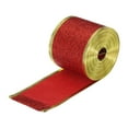 thumbnail image 3 of Unique Bargains Christmas Polyester Ribbon 2' 10 Yard Glitter Ribbon Gold Iron Wired Edge Easy to Shape DIY Crafts Red, 3 of 7