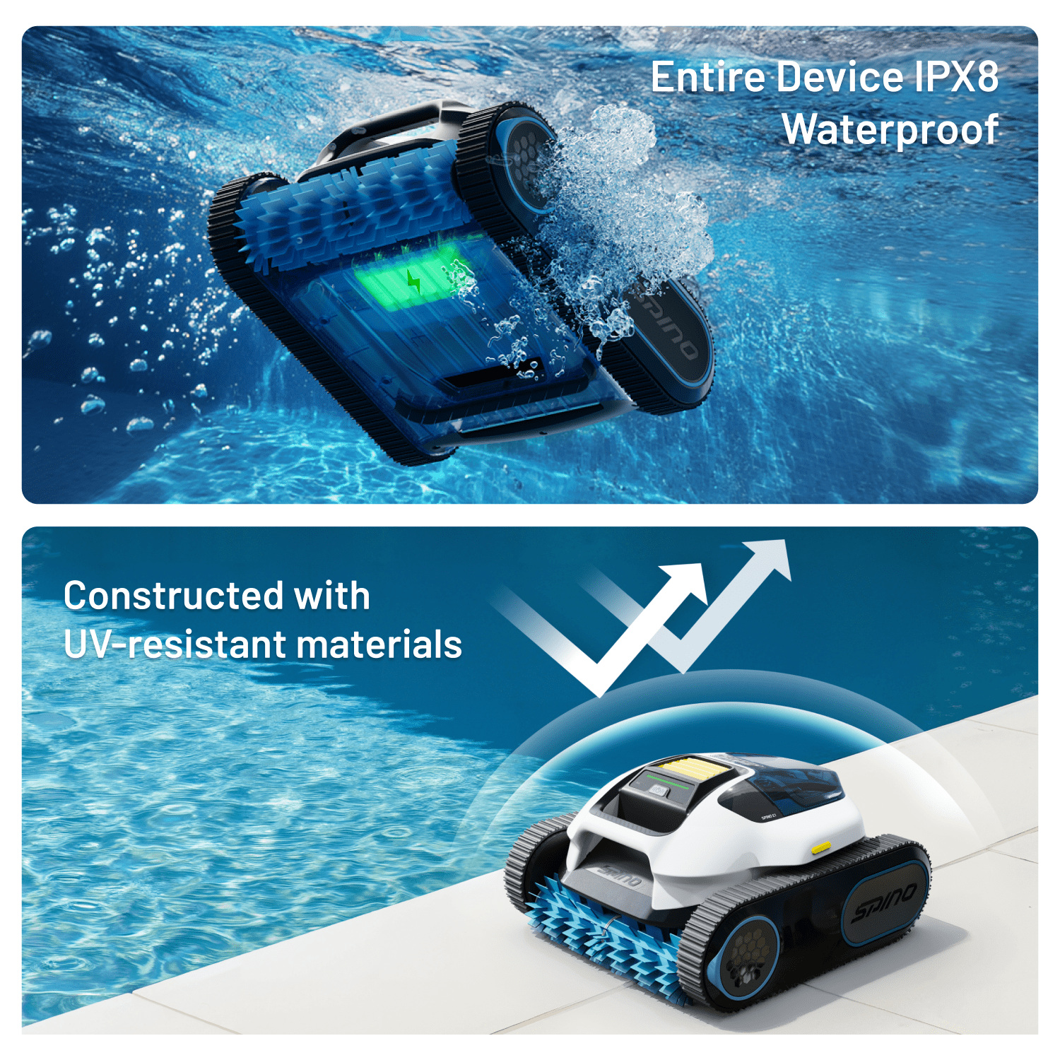 Spino E1 Robotic Pool Cleaner, Automatic Pool Vacuum for Above Ground & Inground Pool