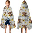 thumbnail image 3 of Gray Highland Cow Bathtub Sunflower Pattern Hooded Bath Towel，50"x30" for Ages 3 To 12 Kids, Quick Dry Lightweight Soft Microfiber Hood Beach Towel Cover Up for Kids, 3 of 7