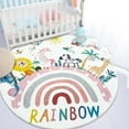 thumbnail image 3 of Lanpei Rainbow Play Mat 4Ft Round Pink Carpet for Girls Bedroom Circle Animal Nursery Playroom Rug Crawling Mat Bedside Rug for Kids Room Decor, Pink, 3 of 7