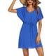 thumbnail image 1 of Vestido Minnieouse con cuello en V para mujer moda S-XXL playa manga corta color sólido, 1 of 6