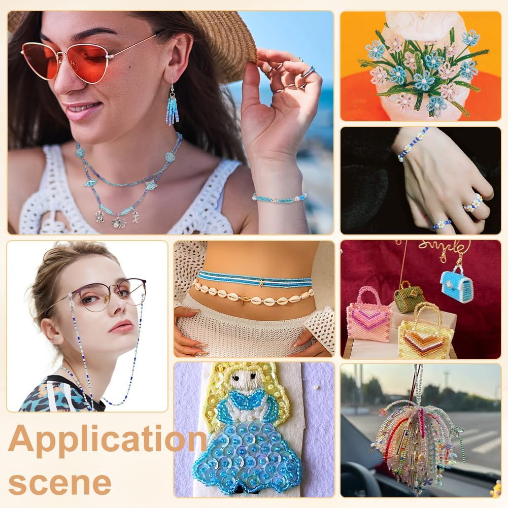 PH 22060pcs Blue Seed Beads Kit 22 Colors 2mm Mini Glass Beads Ocean Jewelry Making Kit Animal Charms Acrylic Beads Waist for Making Bracelet Necklaces Earring colorful DIY
