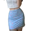 thumbnail image 2 of Gzhioc Women's Fashion Short Skirt Flower/Stripe Print High Waist Double Layer Design Slim Breathable Summer Skirt, 2 of 8