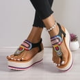thumbnail image 2 of Platform Wedge Flip Flop Sandals for Women 2025 Ethnic Bohemian Thongs High Heel Dressy Sandals, 2 of 8