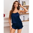 thumbnail image 4 of Ekouaer Womens Pajamas Set 2 Piece Satin Sleepwear Lingerie Soft Silk Pjs Cami Top and Shorts Sleep Camisole Nightwear, 4 of 7