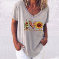 thumbnail image 2 of PVCS T-Shirt à Col en V Imprimé pour Femmes à Manches Courtes, 2 of 5