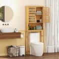 thumbnail image 2 of Costway Over the Toilet Storage Cabinet Tall Bathroom Bamboo Shelf Organizer Space Saver, 2 of 10